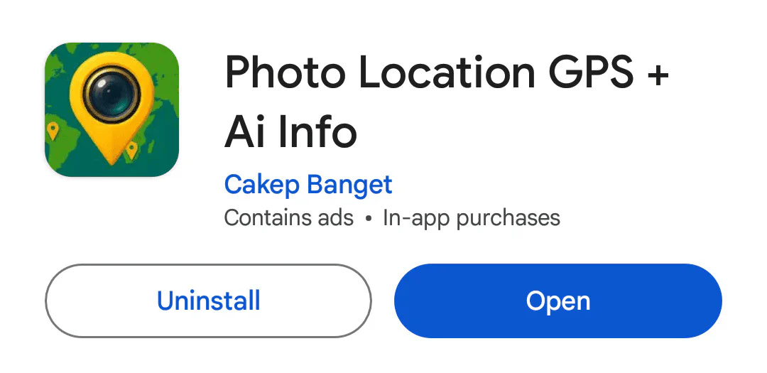 Open Photo Location GPS + AI Info On Play Store
