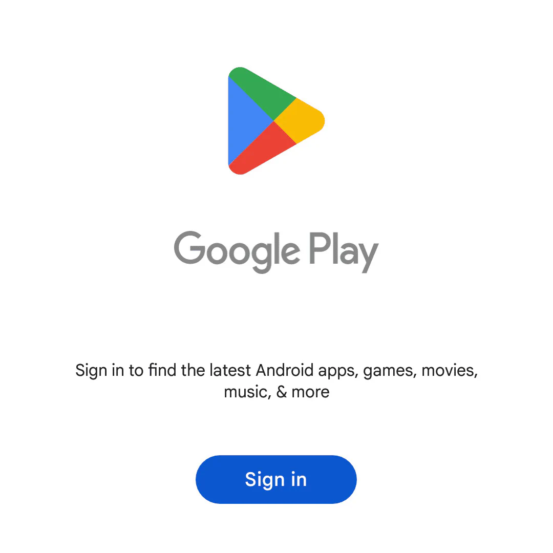 Sign In in Play Store